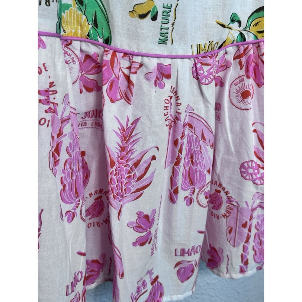 Farm Rio x Anthropologie Midi Dress Medium NWT Fruit Floral Tiered Cover Up - Picture 3 of 16